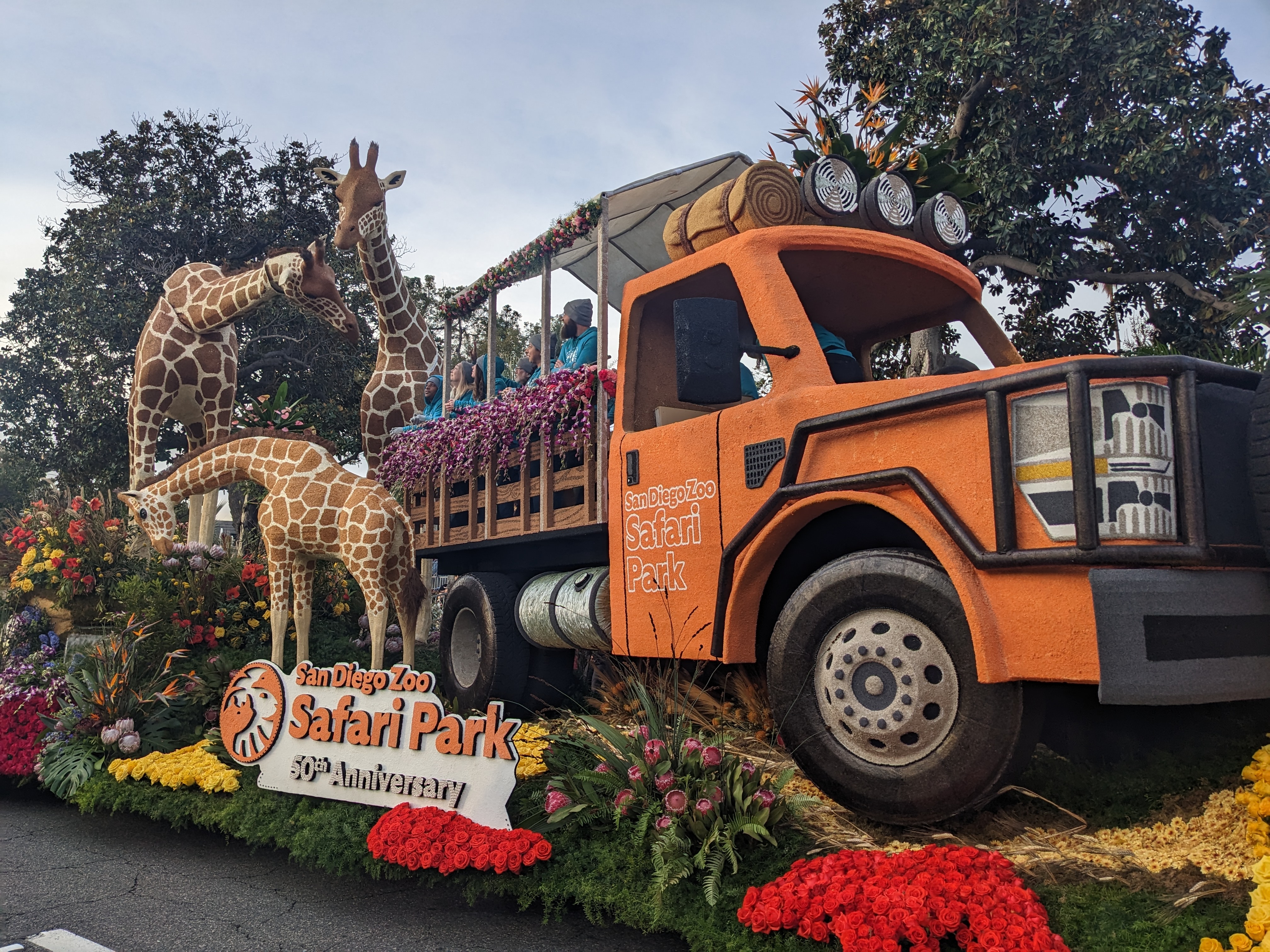 Completed parade float ready to go down the route